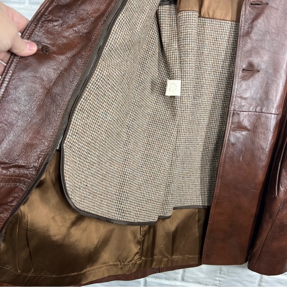 VINTAGE CABRETTA GRAIS Angel Skin 40 Men's Smooth Brown Leather Blazer Coat - Picture 6 of 10